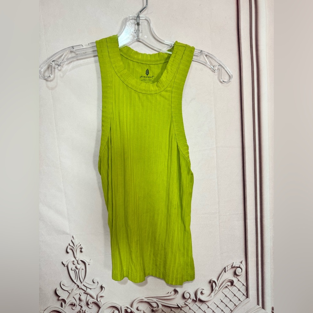 Woman’s Free People Xsmall lime Green Knit Razor Tank top
